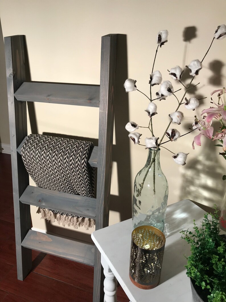 3 4 or 5 Ft Vintage Gray Blanket Ladder Quilt Ladder Wood Etsy