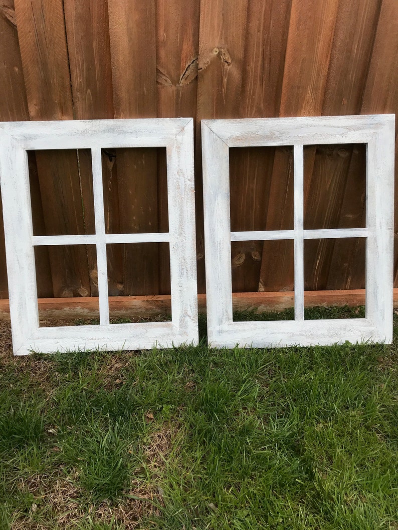 Rustic Window Frame 4 Pane Wide Frame Vintage Distressed Etsy