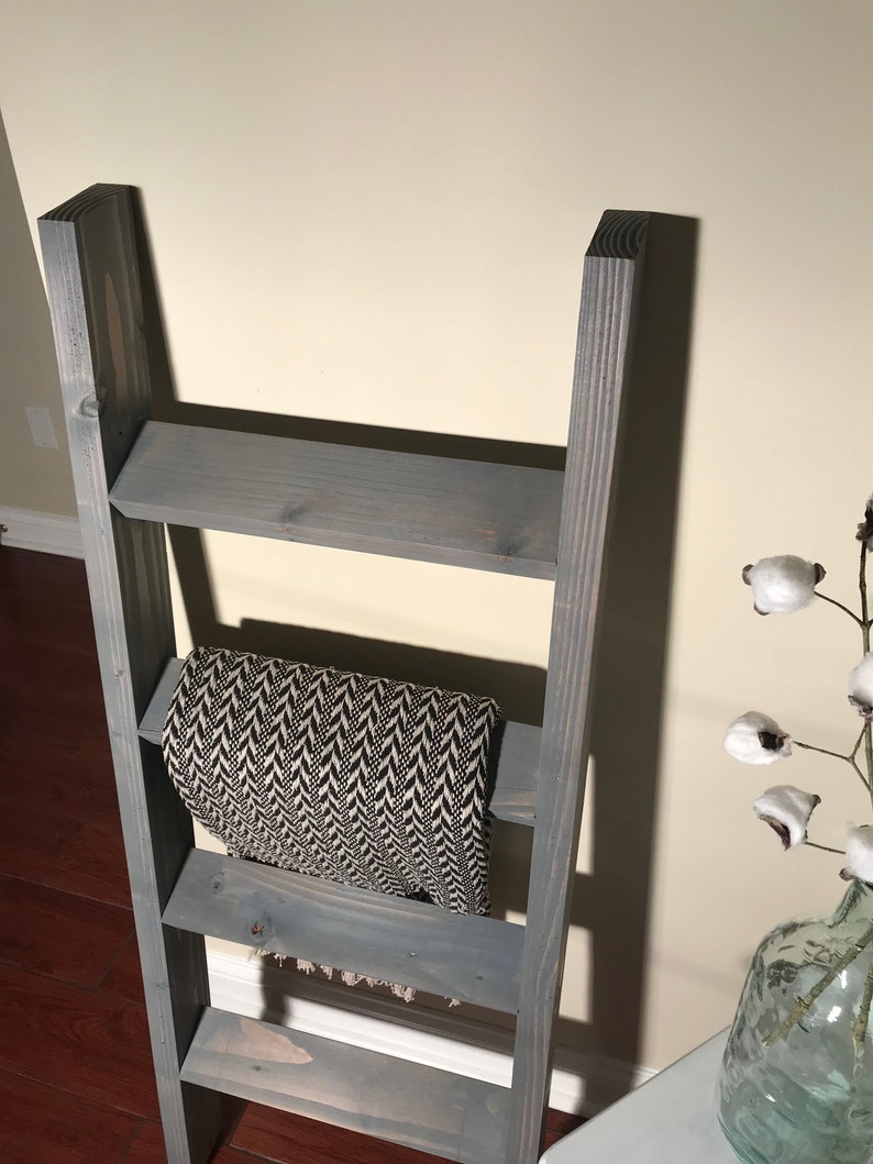 3 4 or 5 Ft Vintage Gray Blanket Ladder Quilt Ladder Wood Etsy