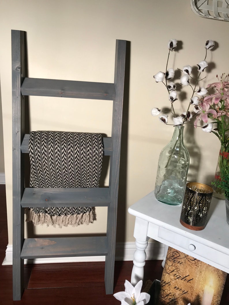 3 4 or 5 Ft Vintage Gray Blanket Ladder Quilt Ladder Wood Etsy