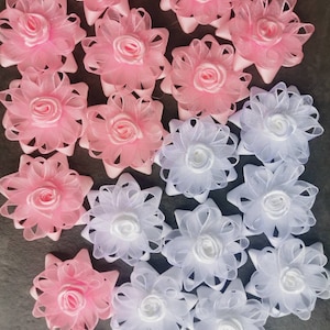 10pcs Satin /Organza ribbon Bows size approx 40mm applique decor scrapbookin sewing wedding