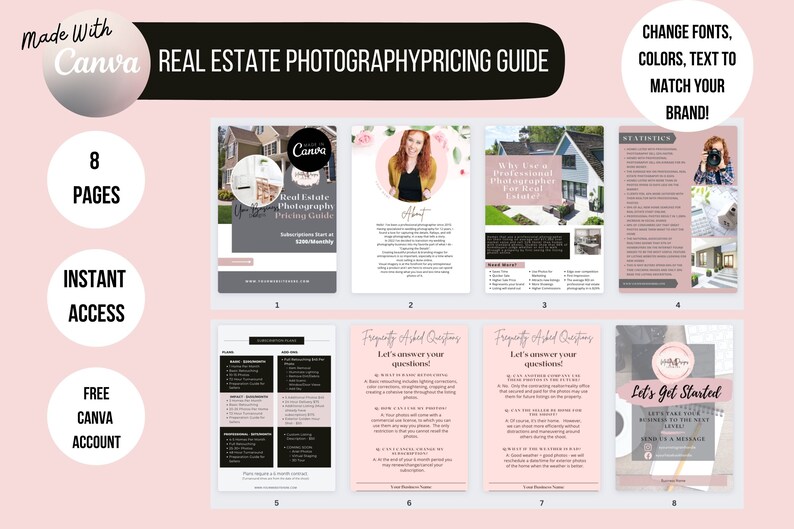 Real Estate Photography Pricing Guide Template Canva Canva Etsy