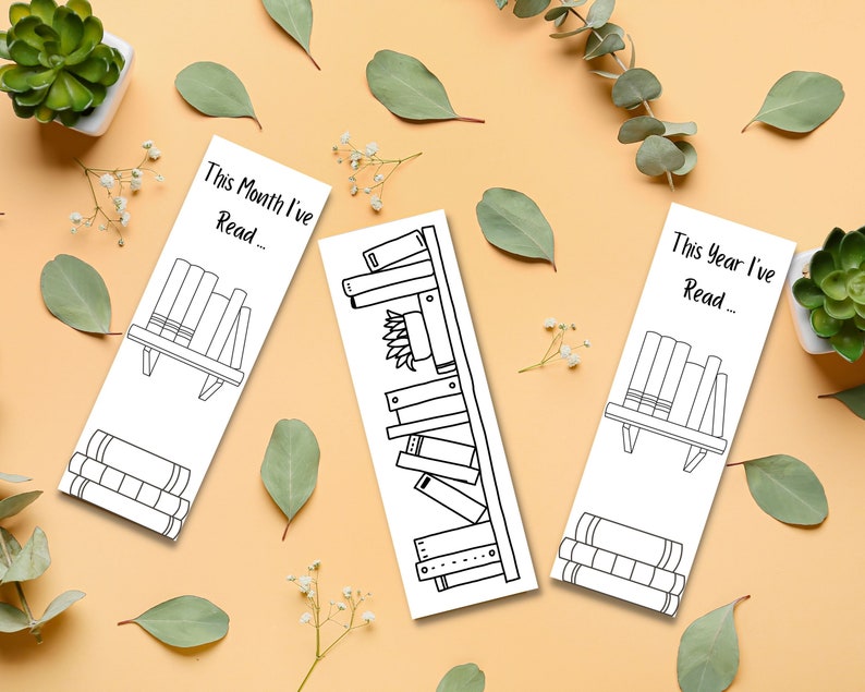 Printable Bookmark Book Tracker Set of 3 Coloring Bookmarks - Etsy