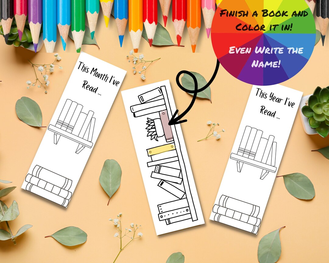 Printable Bookmark Book Tracker Set of 3 Coloring Bookmarks - Etsy