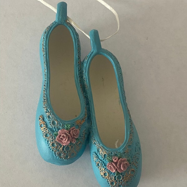 Ceramic Blue Ballet Slippers Ornament