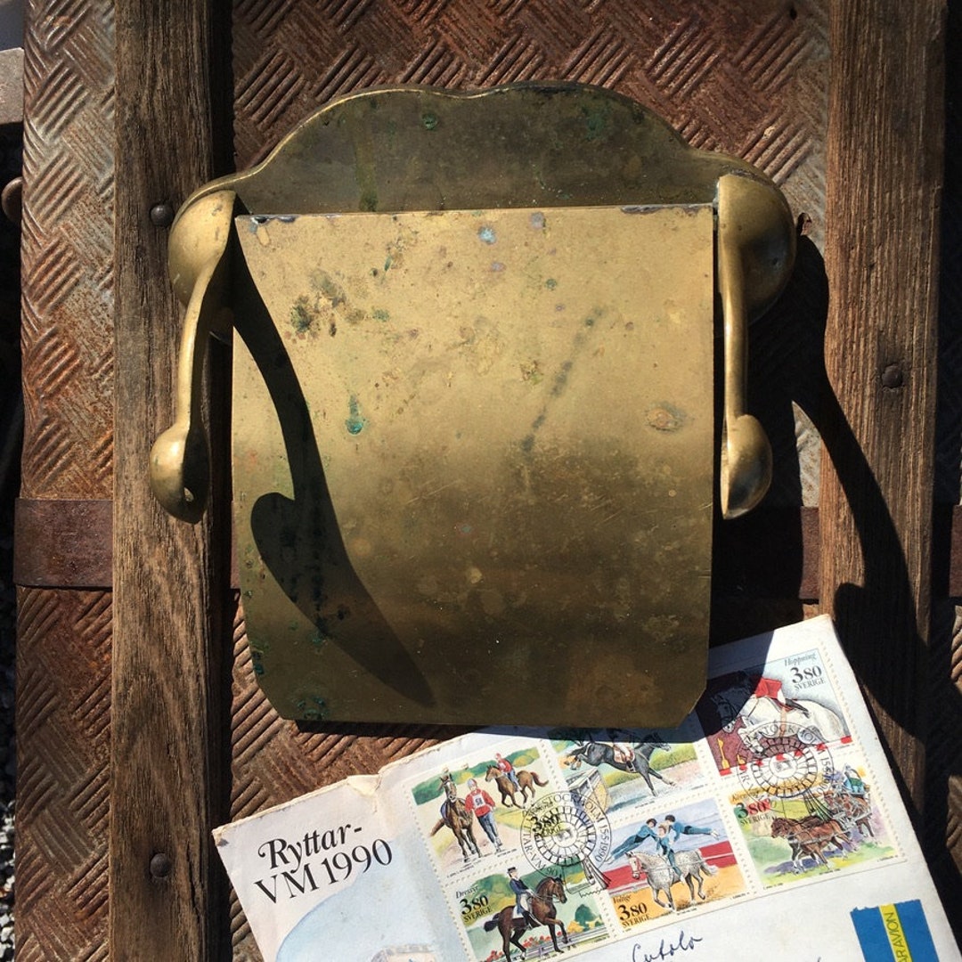 Vintage Solid Brass Hinged Mail Slot Cover Etsy