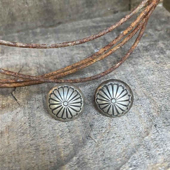 Vintage Concho Earrings Sterling Silver Native Am… - image 3