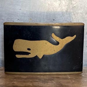 Vintage Rainbow Metals Orca Killer Whale Bronze Belt Buckle Blue Oval Vintage orca whale - Gem main image 4
