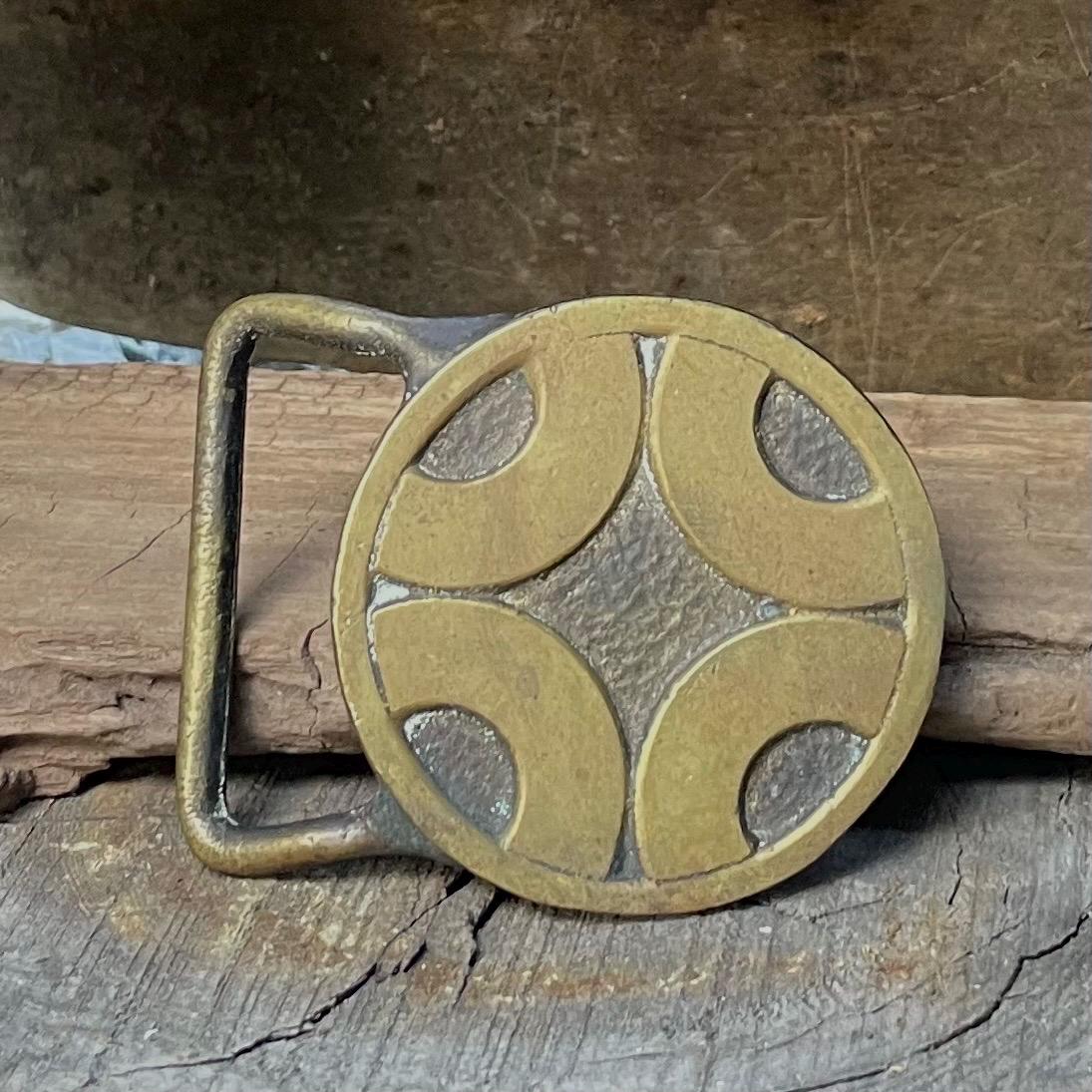 Vintage 70\'s - 80\'s Solid Brass Belt Buckle with Blk Epoxy Resin Abstract Nature 70s 80s Belt Buckle - Etsy main image 2