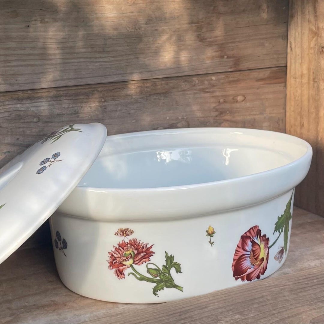 French Vintage Cordon Bleu BIA Porcelain Oval Covered Casserole "the ...