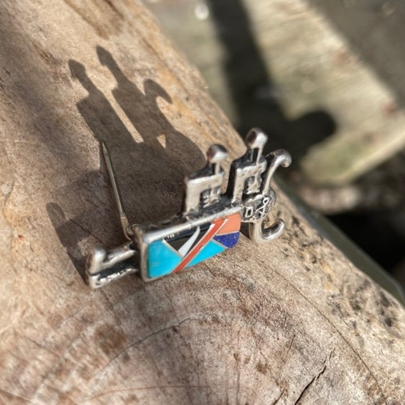 Zuni Kachina Small Totem  Pin Sterling, Turquoise… - image 4