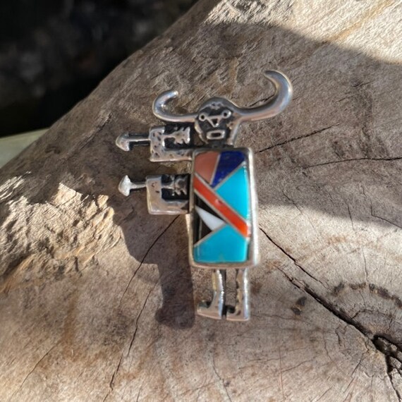 Zuni Kachina Small Totem  Pin Sterling, Turquoise… - image 10