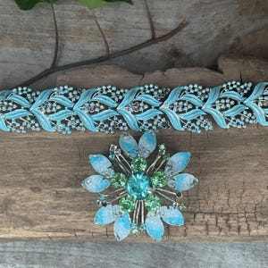 Vintage CORO Set Enamel Brooch & Bracelet Pastel Blue