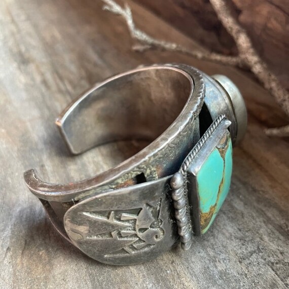 Huge Signed Old Pawn Navajo Cuff Bracelet Sterlin… - image 7