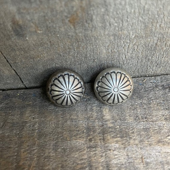 Vintage Concho Earrings Sterling Silver Native Am… - image 4