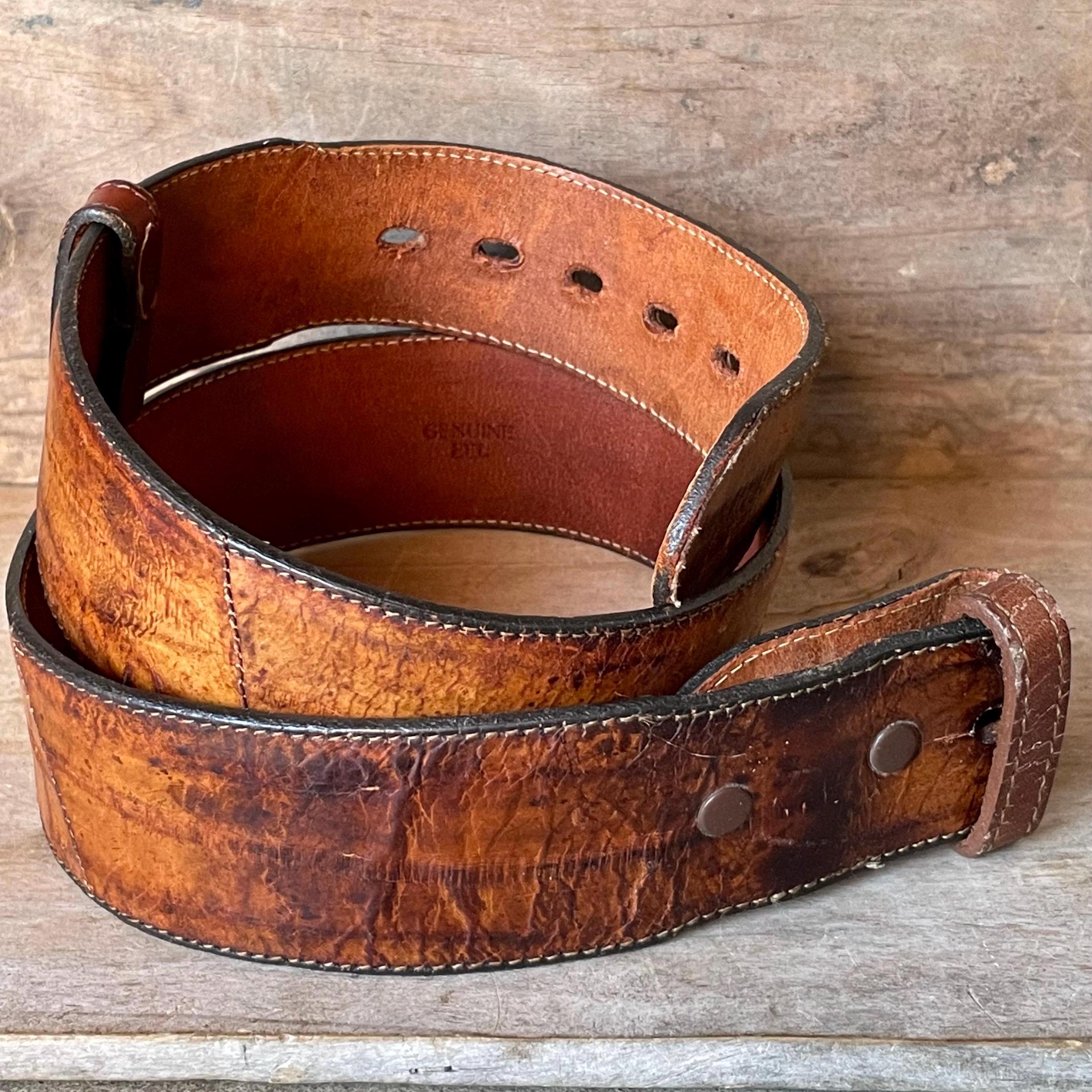 TONY LAMA EEL SKIN BELT Tony Lama Brown Genuine Eel Skin Belt Size 28 Made in USA | eBay main image 2