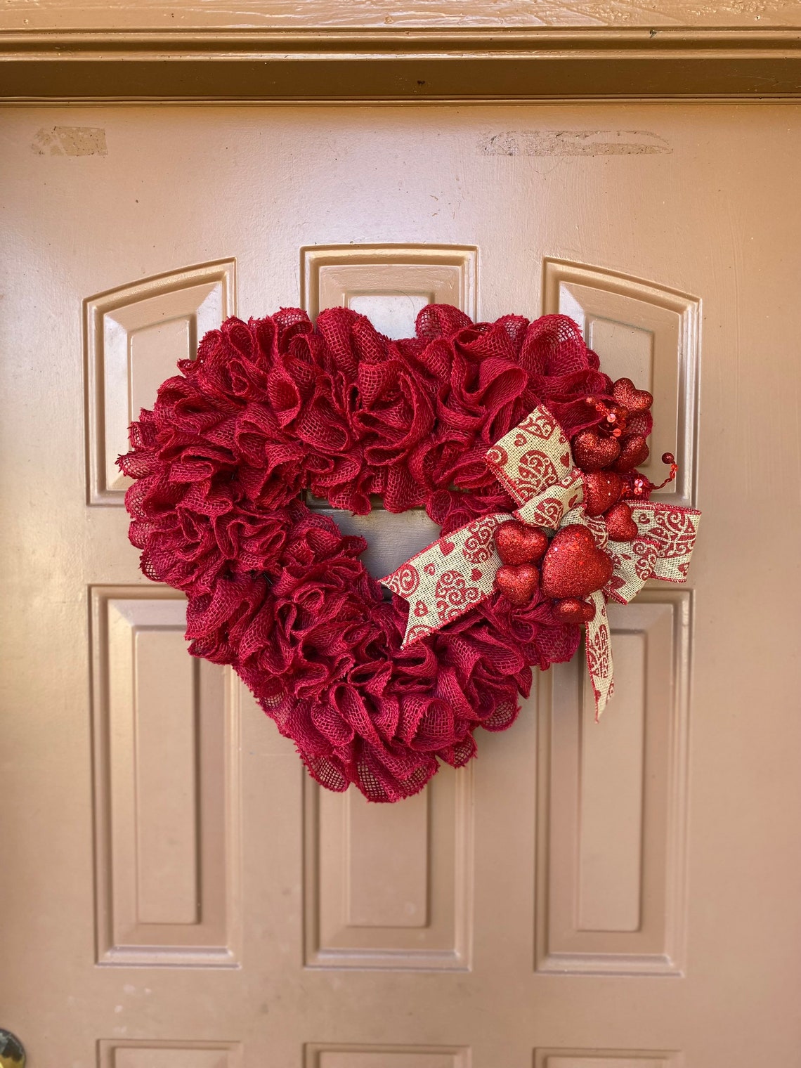 Valentine's Day Wreath for Front Door Valentine Red Heart Etsy