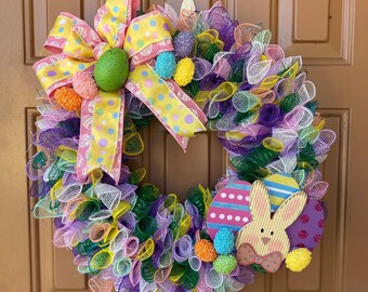 Easter Bunny Wreath for front door, Easter bunny, Easter wreath, Easter decorations,Easter decor,Easter gift,Easter basket,Easter Egg Wreath