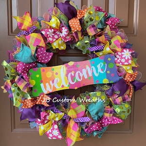 Summer wreath, summer wreath for front door,spring wreath,colorful wreath,summer wreath,mother's day gift,birthday wreath, summer decor