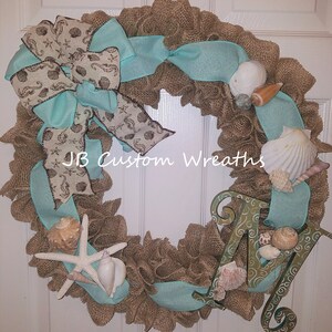 Beach wreath for front door, summer wreath, summer wreath for front door,beach wreath for her,mothers day gift,shell wreath, gift for mom