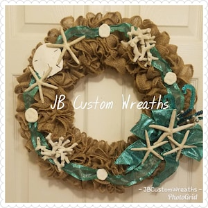Beach wreath for front door, beach decor, Beach decorations, Seashell wreath, Seashells decorations, summer wreath, summer decor,shell decor