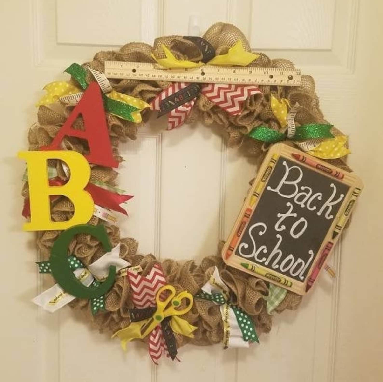 Backtoschool Wreath School Wreath for Door Wreath for Etsy