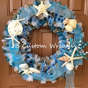Summer decor, summer wreath, Beach wreath, Beach decorations, Seashell wreath, Seashells decorations, summer vacation decor, beach decor