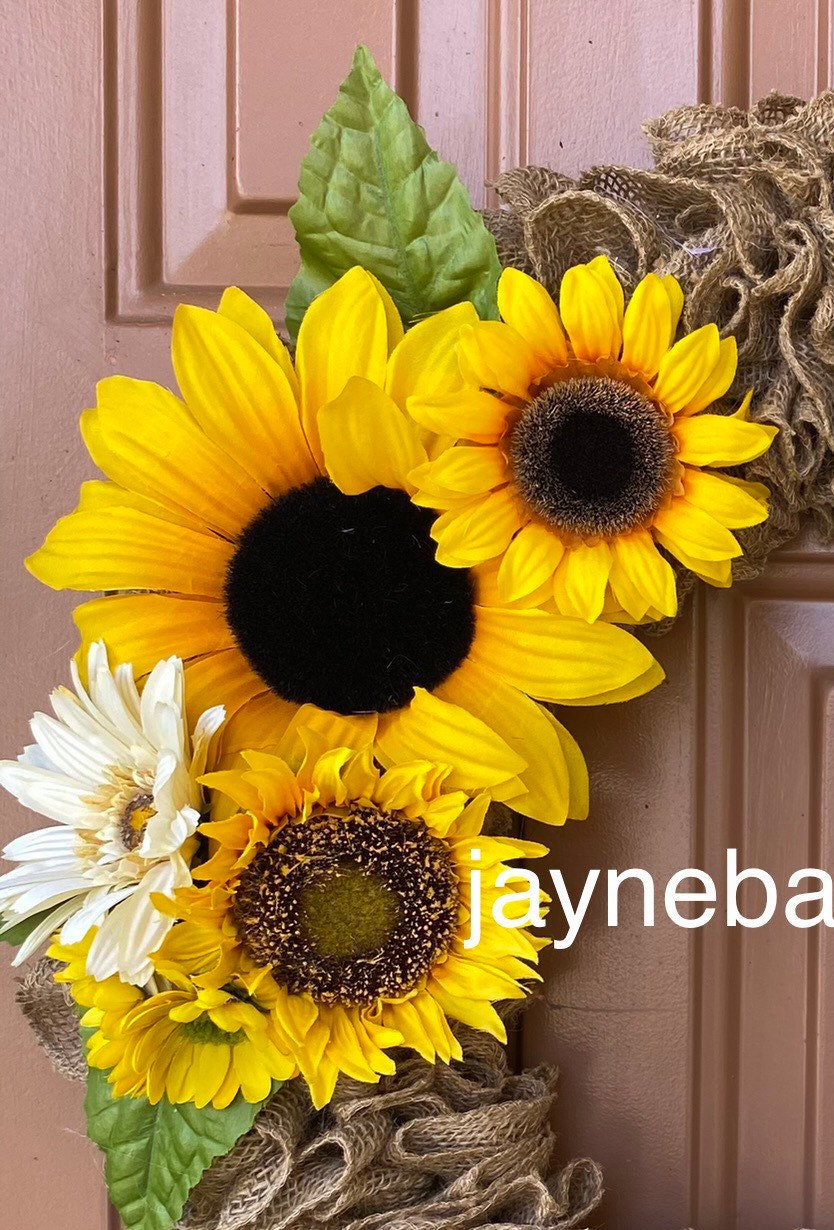 Sunflower Wreath, Summer Wreath, Flower Wreath, Summer Wreath for Front ...