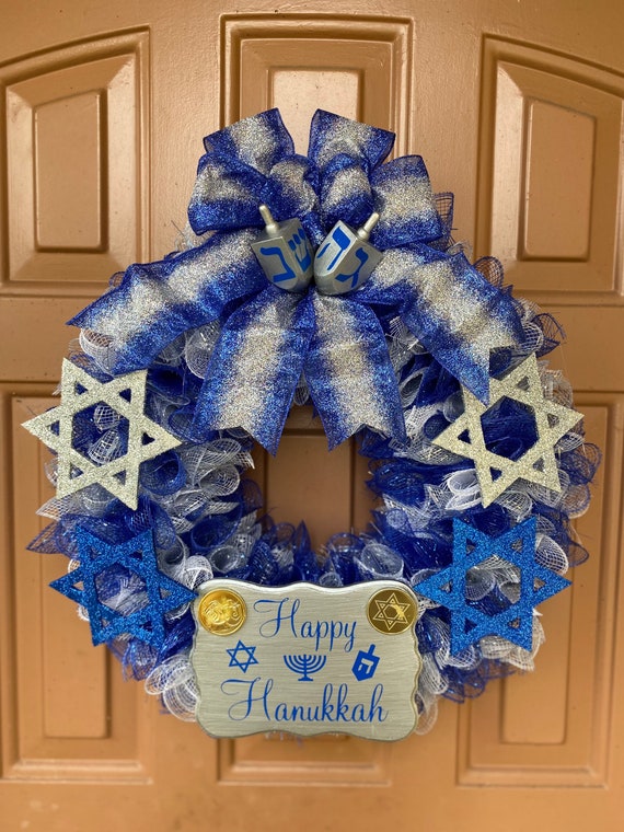 IMIKEYA Couronne De Hanouka Bleue - Décoration Murale Festive Chanukah Intérieur Extérieur