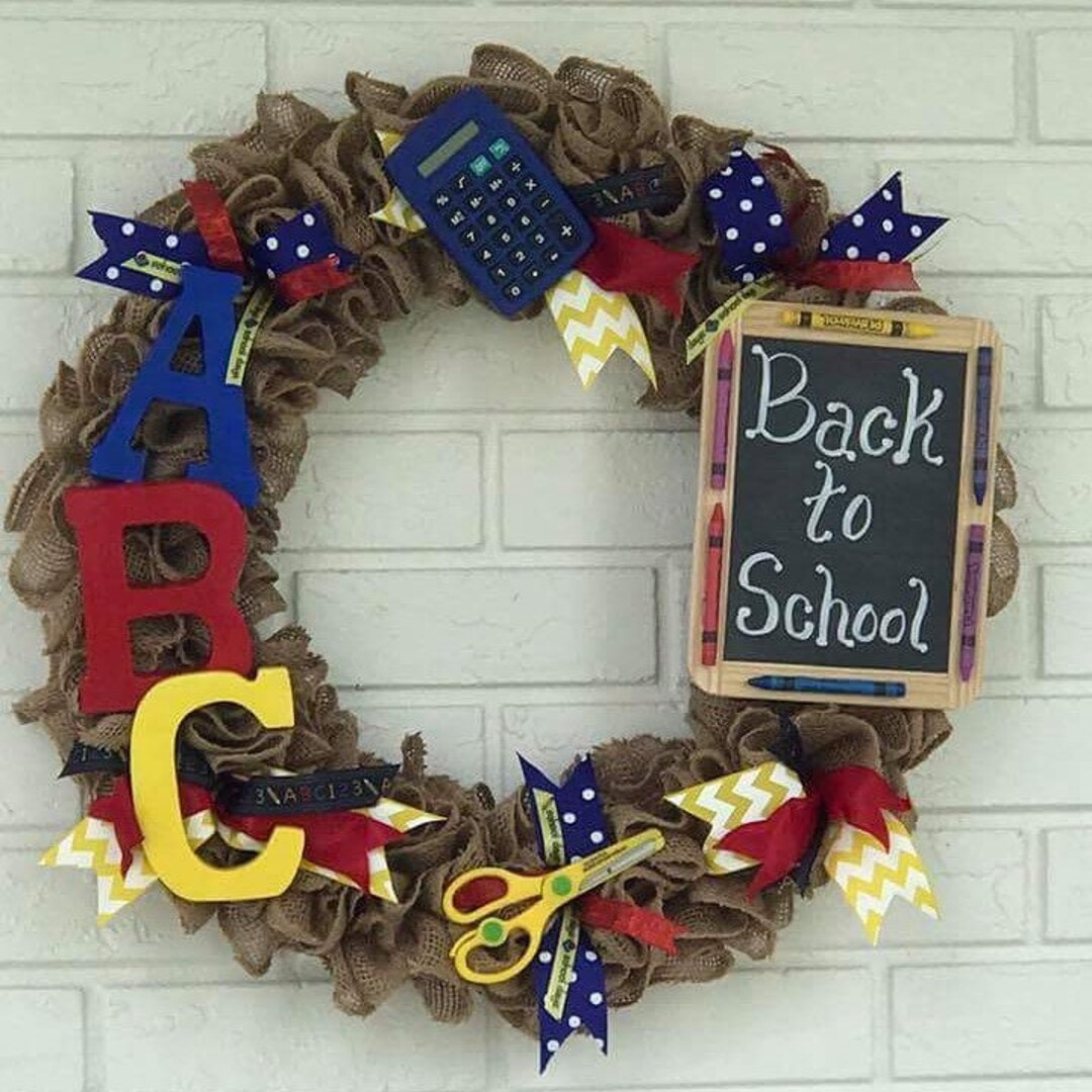 Back to School, School Wreath for Door, Wreath for Elementary School