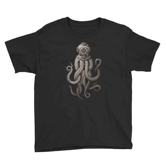 Vintage Scuba Diver Octopus T-Shirt, Kraken Helmet T-Shirt Vintage Scuba Diver Octopus T-Shirt, Kraken Helmet T-Shirt