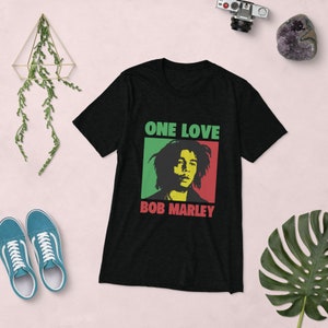 One Love Jamaica Roots Rock Reggae Rasta Music Bar Bob Marley Jah Mon T-shirt unisexe à manches courtes