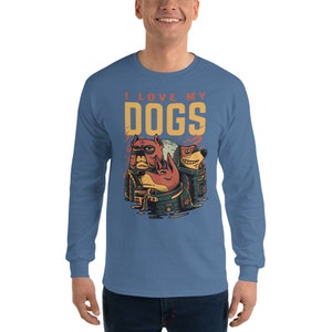 Funny Astronaut Dogs Graphic - Love My Space Dogs Unisex Long Sleeve T-Shirt