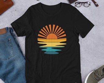 Sunset Sunrise Reflections For Bay, Ocean, Lake, River, Water Lovers Unisex Tee