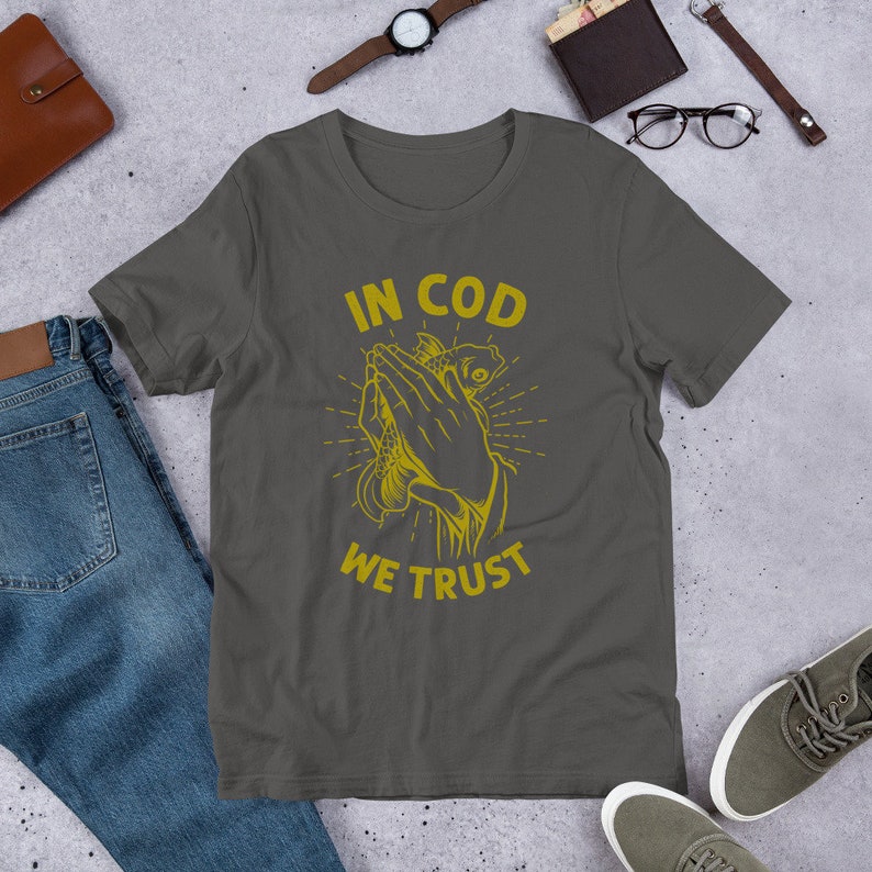 Funny In Cod We Trust Christian Praying Hands Parody Unisex Short