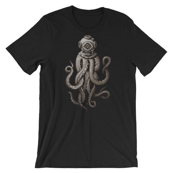 Vintage Scuba Diver Octopus T-Shirt, Kraken Helmet T-Shirt Vintage Scuba Diver Octopus T-Shirt, Kraken Helmet T-Shirt