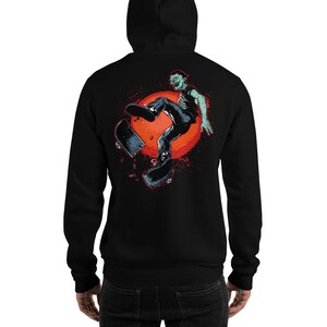 Zombie Skater with Broken Skateboard Hooded Sweatshirt