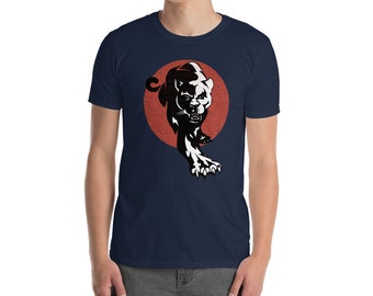 Crackling Red Sun with Stunning Stalking Cheetah, Leopard, Tiger Mountain Lion, Cougar  Short-Sleeve Unisex T-Shirt
