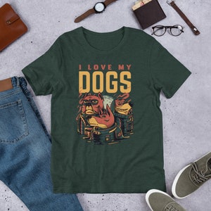 Funny Astronaut Dogs Graphic - Love My Space Dogs Short-Sleeve Unisex T-Shirt