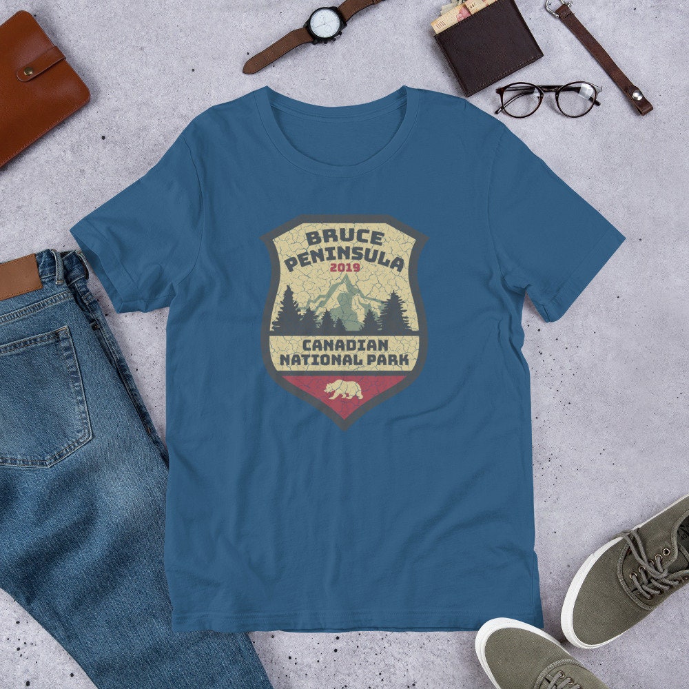 Vintage Sticker Style Canadian Bruce Peninsula National Park Souvenir Shirt  Camping, Hiking, Backpacking Short-sleeve Unisex T-shirt - Etsy, image size:1000x1000