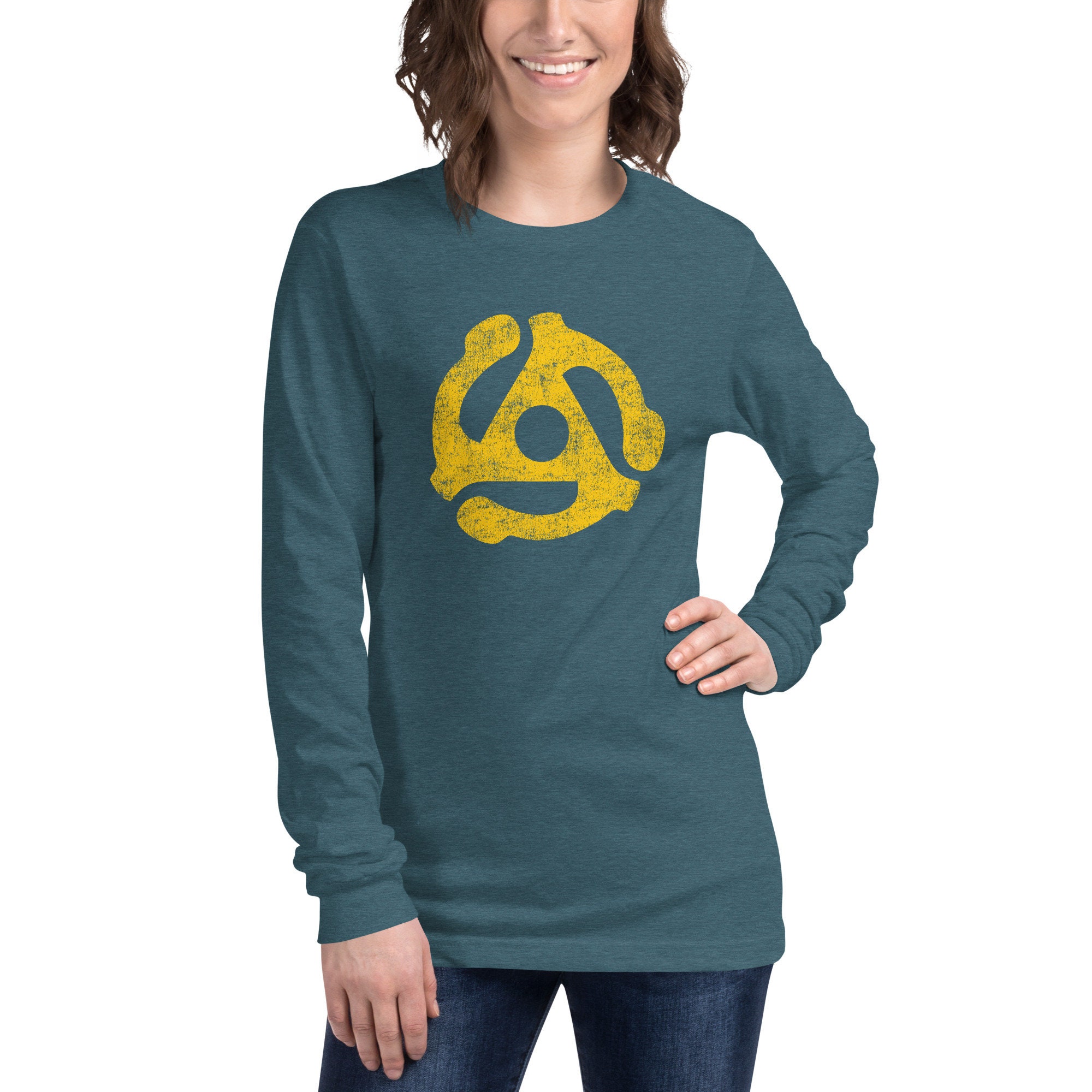 Retro 45 RPM Adapter Vintage Vinyl Records Collector Unisex Long Sleeve ...