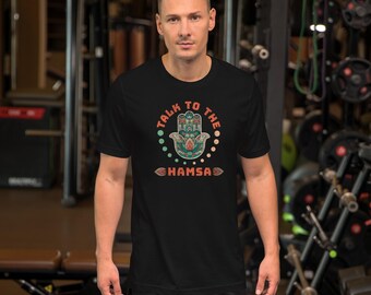 Talk to The Hamsa Funny Yoga Unisex t-shirt