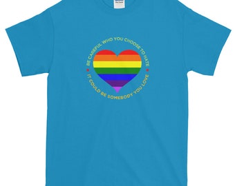 T-shirt Gay Pride Cuore Arcobaleno – LGBT Pride Month, Manica Corta, Donna