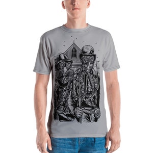 Funny American Steampunk (based on the classic painting, American Gothic by Grant Wood) Short-Sleeve Unisex T-Shirt