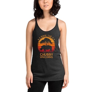 Retro Save The Chubby Unicorns Preserve Africa Rhino Rhinoceros Women's Racerback Tank