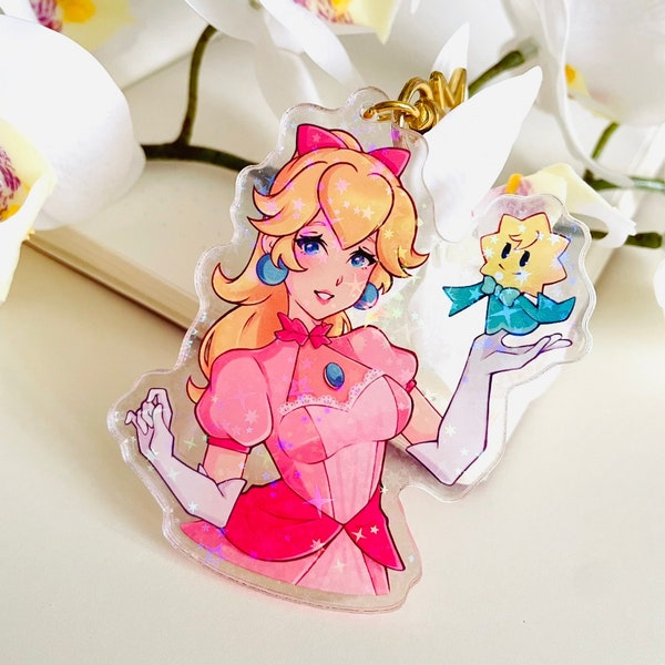 Peach - Show Princess - 3" Holographic Acrylic Charm - Cute Anime Gaming Keyring