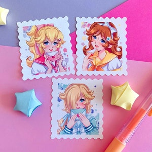 Princess Stamp Stickers - Love Letters Edition - Peach, Rosalina, Daisy - Cute Anime Gaming Vinyl Stickers