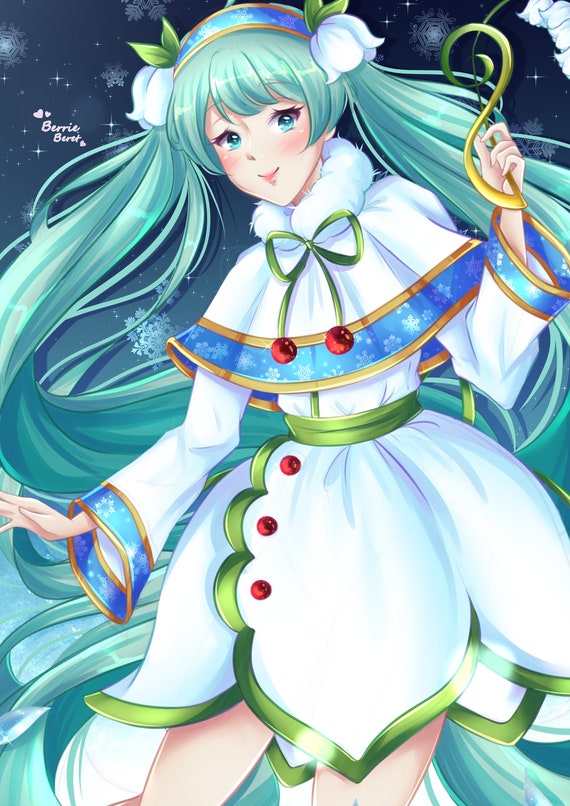 Snow Miku Vocaloid 15 Edition Large Art Print Etsy