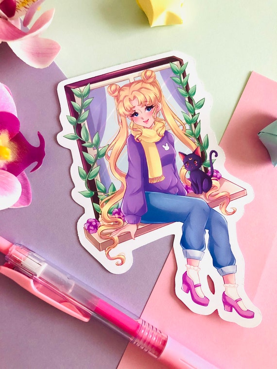 Sailor Moon Usagi Luna Winter Window Sticker Cute Anime Etsy