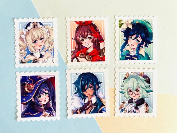 Genshin Impact Mondstadt Stamp Style Sticker Set Amber Etsy Genshin Impact Mondstadt Stamp Style Sticker Set Amber Etsy